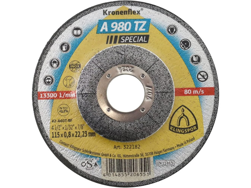 Rezna ploča A980TZ 115x0.8 mm Klingspor Tehnoalat Valjevo
