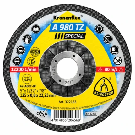 Rezna ploča za metal 125x0.8 mm A980TZ special Klingspor 322183 Tehnoalat Valjevo
