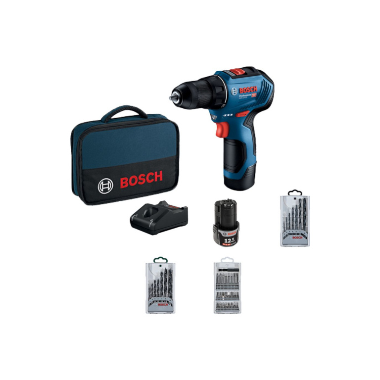 Akumulatorska bušilica odvrtač GSR 12V 30 + 2x GBA 12V 2Ah + 39 delni set pribora Bosch 06019G9001 Tehnoalat Valjevo