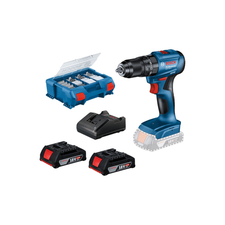 Akumulatorska vibraciona bušilica odvrtač GSB 185 Li + 2x GBA 18V 2Ah + 82 delni set pribora Bosch 0615990N2P Tehnoalat Valjevo