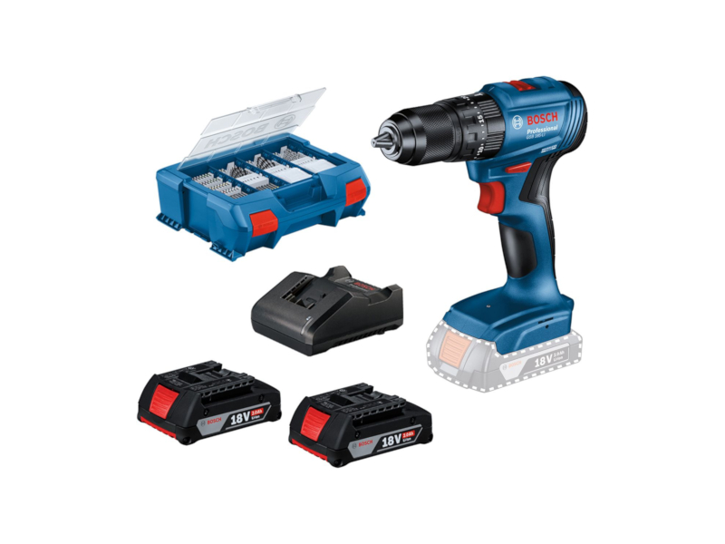 Akumulatorska vibraciona bušilica odvrtač GSB 185 Li + 2x GBA 18V 2Ah + 82 delni set pribora Bosch 0615990N2P Tehnoalat Valjevo