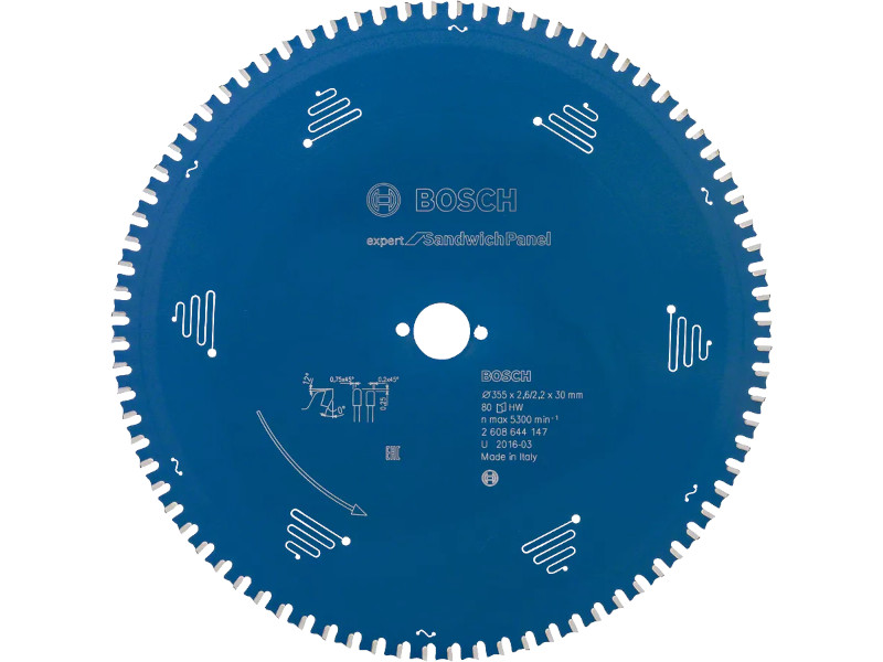 LIST KRUŽNE TESTERE ZA SENDVIČ PANELE 355X2.6X30 MM 80Z EXPERT BOSCH (2608644147) TEHNOALAT VALJEVO 1