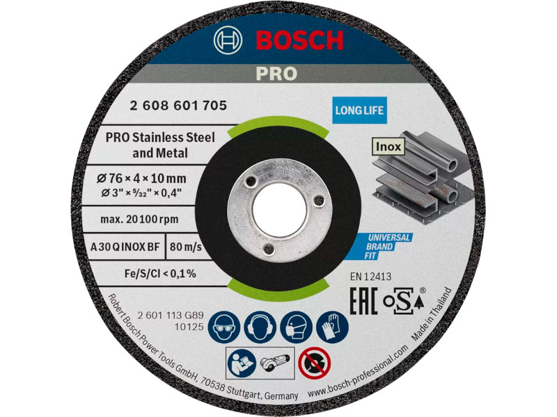 BRUSNA PLOČA ZA INOX I METAL 76X4 MM BOSCH (2608601705) TEHNOALAT VALJEVO 1