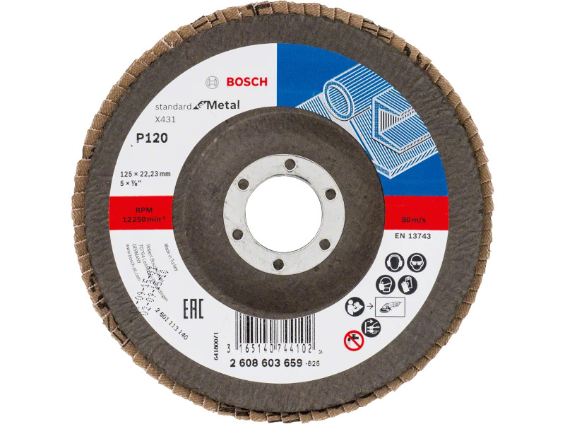 LAMELNI BRUSNI DISK ZA METAL 125 MM G120 BOSCH (2608603659) TEHNOALAT VALJEVO