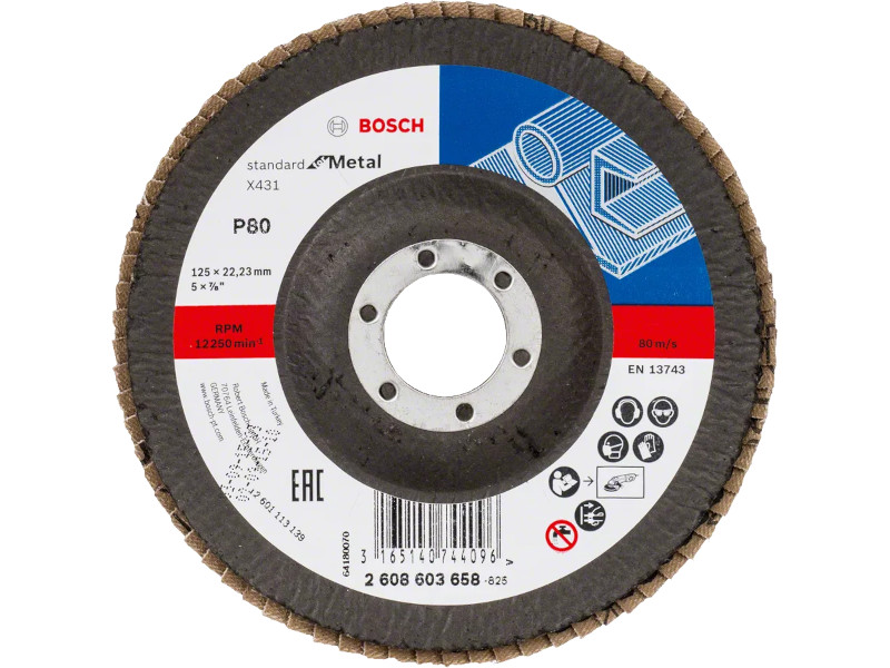 LAMELNI BRUSNI DISK ZA METAL 125 MM G80 BOSCH (2608603658) TEHNOALAT VALJEVO