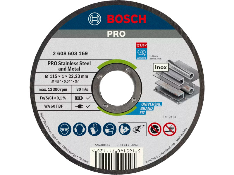 REZNA PLOČA ZA INOX I METAL 115X1 MM BOSCH (2608626112) TEHNOALAT VALJEVO 1