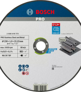 REZNA PLOČA ZA INOX I METAL 230X1.9 MM BOSCH (2608619773) TEHNOALAT VALJEVO