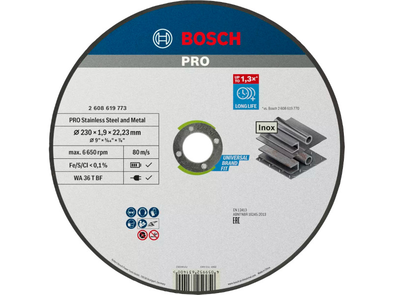 REZNA PLOČA ZA INOX I METAL 230X1.9 MM BOSCH (2608619773) TEHNOALAT VALJEVO
