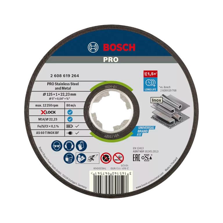 REZNA PLOČA ZA INOX I METAL X LOCK 125X1 MM BOSCH (2608619264) TEHNOALAT VALJEVO 1