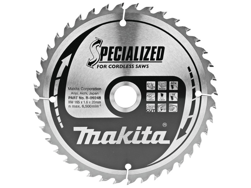 List testere od tvrdog metala za drvo 165x20mm B 09248 specialized Makita Tehnoalat Valjevo