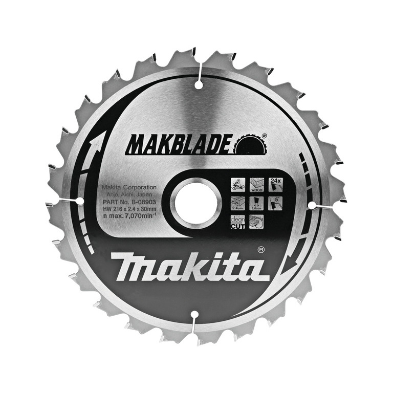 List testere od tvrdog metala za drvo 216x30mm 24z B 08903 Makita Tehnoalat Valjevo