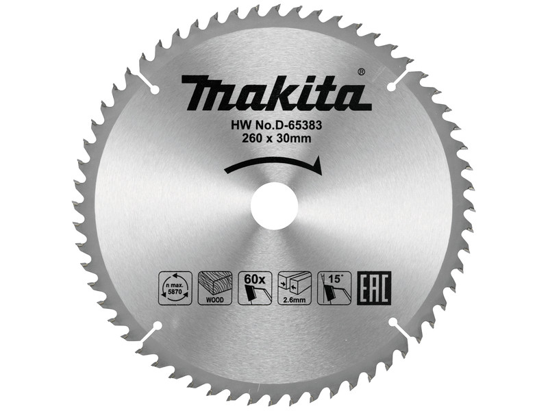 List testere za drvo 260x30 60z D 65383 Makita Tehnoalat Valjevo