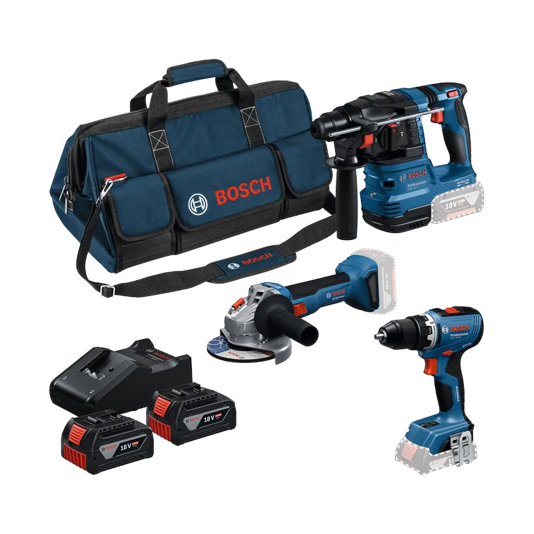 AKUMULATORSKI SET ALATA BUŠILICA GSR 18V 65 HILTI GBH 18V 22 BRUSILICA GWS 18V 8 2 X GBA 18V 4 AH TORBA BOSCH (0615A50094) TEHNOALAT VALJEVO