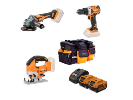 Akumulatorski set alata #1 Villager VLP Fuse Brushless bušilica + brusilica + ubodna testera + 2x4ah + torba Tehnoalat Valjevo