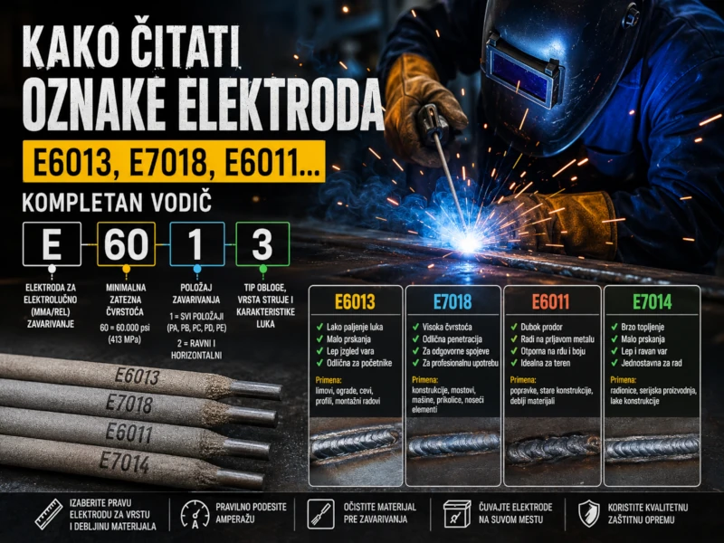 Kako čitati oznake elektroda E6013 E7018 E6011... kompletan vodič Tehnoalat Valjevo