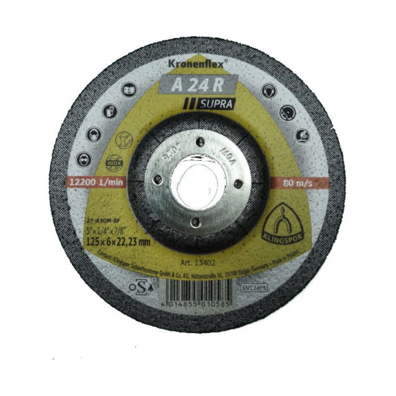 BRUSNA PLOČA 125X6X22.23 MM A24R SUPRA KLINGSPOR (13402) BRUSNA PLOČA 125X6X22.23 MM A24R SUPRA KLINGSPOR (13402)