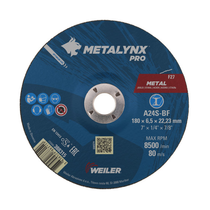 BRUSNA PLOČA 180X6.5X22.23 MM WEILER (388315) BRUSNA PLOČA 180X6.5X22.23 MM WEILER (388315)
