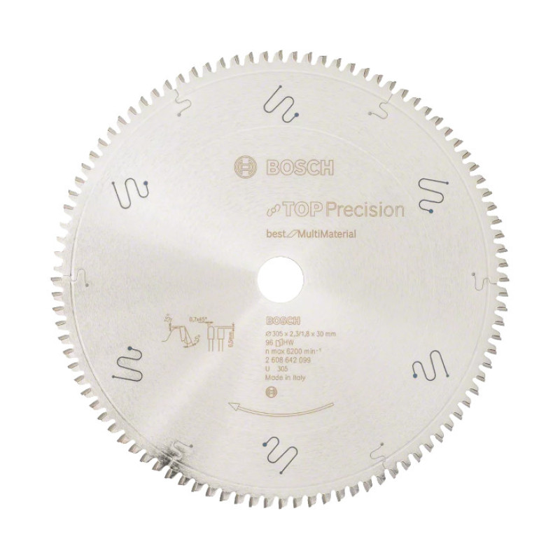 LIST KRUŽNE TESTERE MULTI MATERIAL 305X2.3X30 MM 96Z TOP PRECISION BEST BOSCH (2608642099) LIST KRUŽNE TESTERE MULTI MATERIAL 305X2.3X30 MM 96Z TOP PRECISION BEST BOSCH (2608642099)