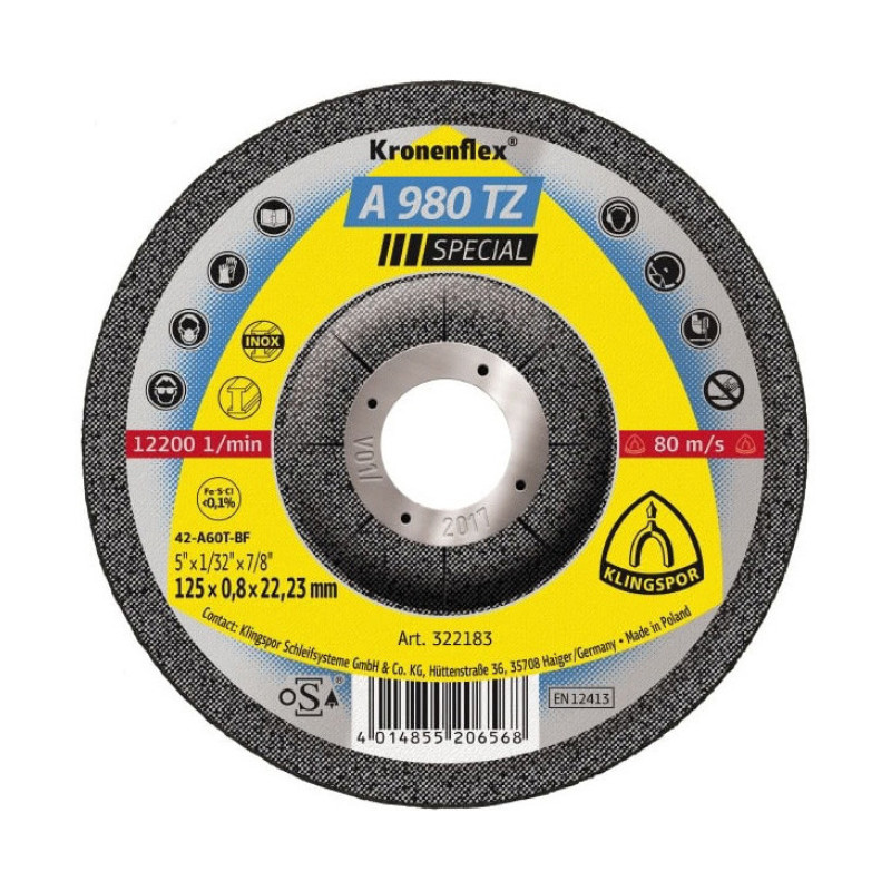 REZNA PLOČA 125X0.8X22.23 MM A980TZ SPECIAL KLINGSPOR (322183) normalized REZNA PLOČA 125X0.8X22.23 MM A980TZ SPECIAL KLINGSPOR (322183)