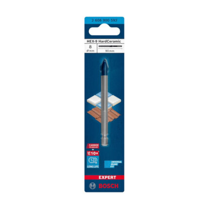 BURGIJA ZA PLOČICE I STAKLO HEX-9 HARDCERAMIC 8X90 MM BOSCH (2608900592)