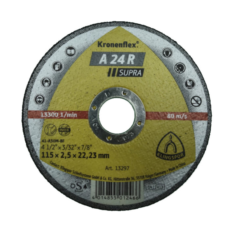 REZNA PLOČA 125X2.5X22.23 MM A24R SUPRA KLINGSPOR (13295) REZNA PLOČA 125X2.5X22.23 MM A24R SUPRA KLINGSPOR (13295)