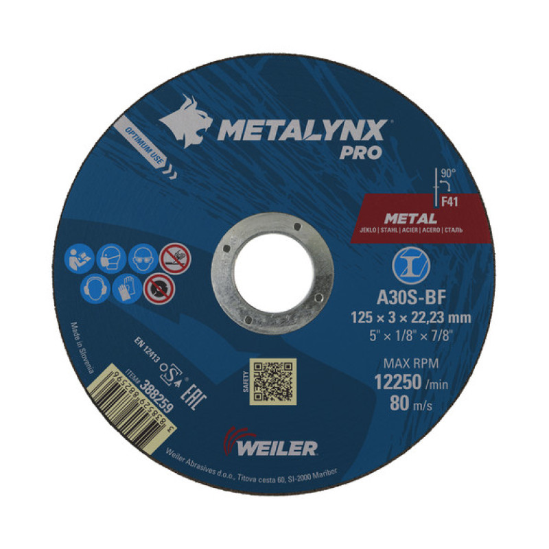 REZNA PLOČA 125X3.0X22.23 MM WEILER (388259) REZNA PLOČA 125X3.0X22.23 MM WEILER (388259)
