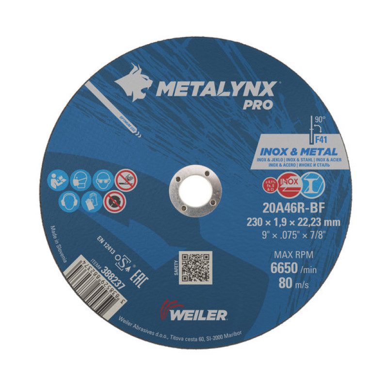REZNA PLOČA 230X1.9X22.23 MM WEILER (388237) REZNA PLOČA 230X1.9X22.23 MM WEILER (388237)