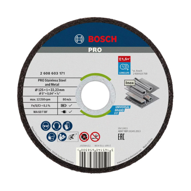 REZNA PLOČA ZA INOX I METAL 125X1 MM BOSCH (2608626113) REZNA PLOČA ZA INOX I METAL 125X1 MM BOSCH (2608626113)