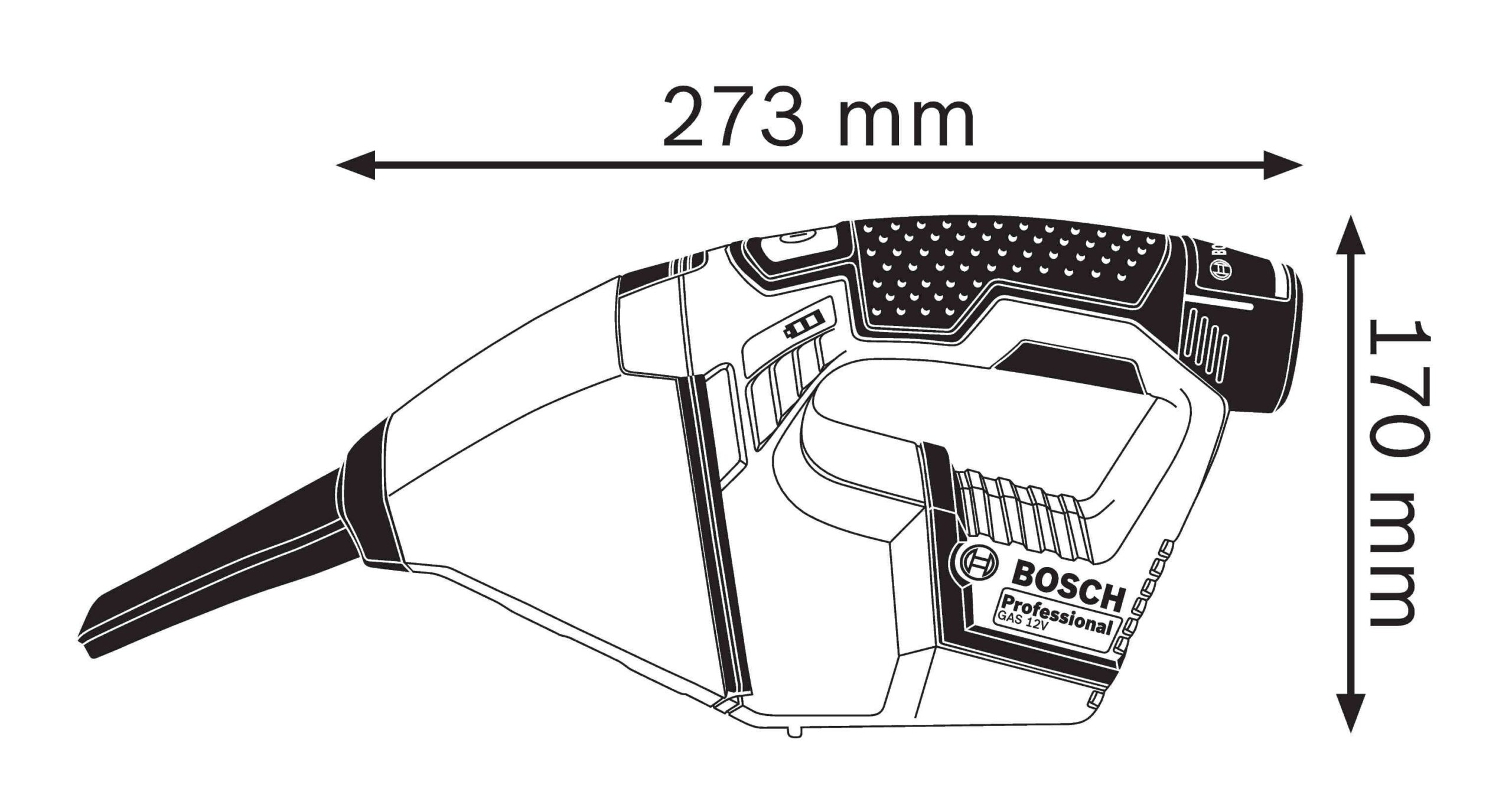 Akumulatorski usisivač (GAS 12V solo) Bosch 06019E3000