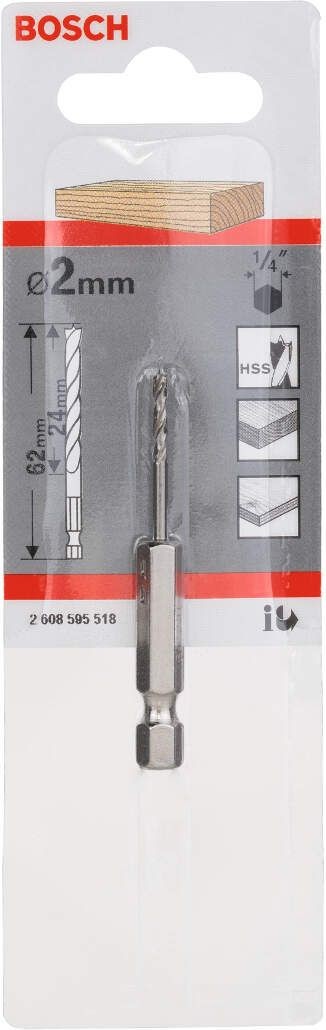 Spiralna burgija za drvo sa bit prihvatom (2x24x62 mm) Bosch 2608595518